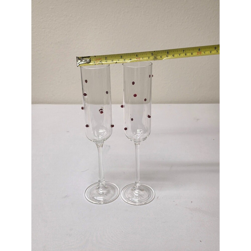 Threshold Hand Blown Glass Champagne Flutes Set of 2 Contemporary Clear 8oz